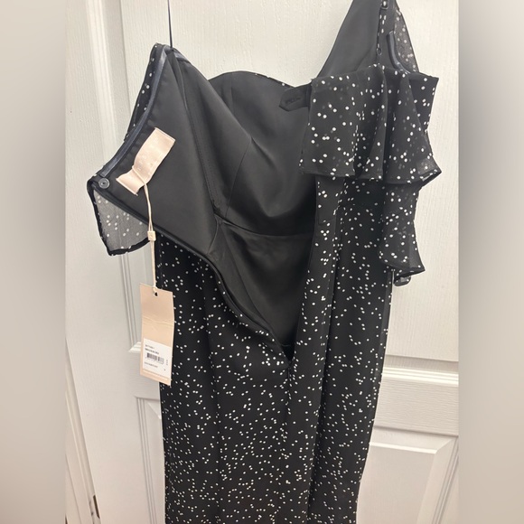 Keepsake Embrace Me Black Polka Dot One-Shoulder Maxi Dress - Picture 11 of 12